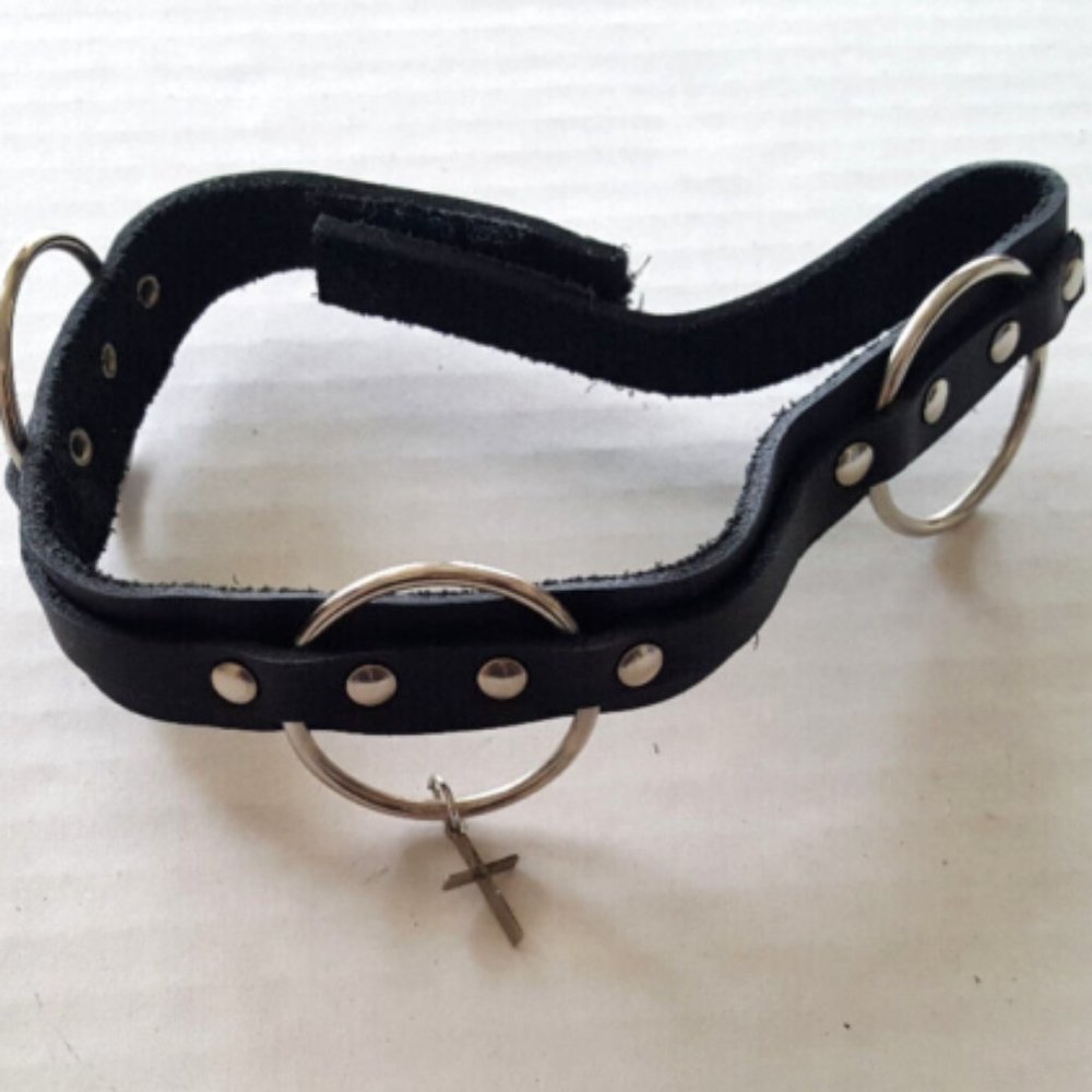 VINTAGE Metal & Leather Choker 16" Cosplay Sexy Party HOT Gothic Punk Playtime